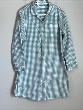 Lake Pajama Shirt Dress Gingham Cotton Nightdress Womens XS